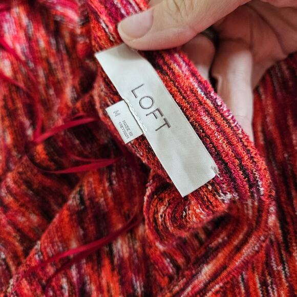 Loft Red Spacedye Halter Top Tank Tie Neck Women's Size Medium Stretch - Picture 6 of 7